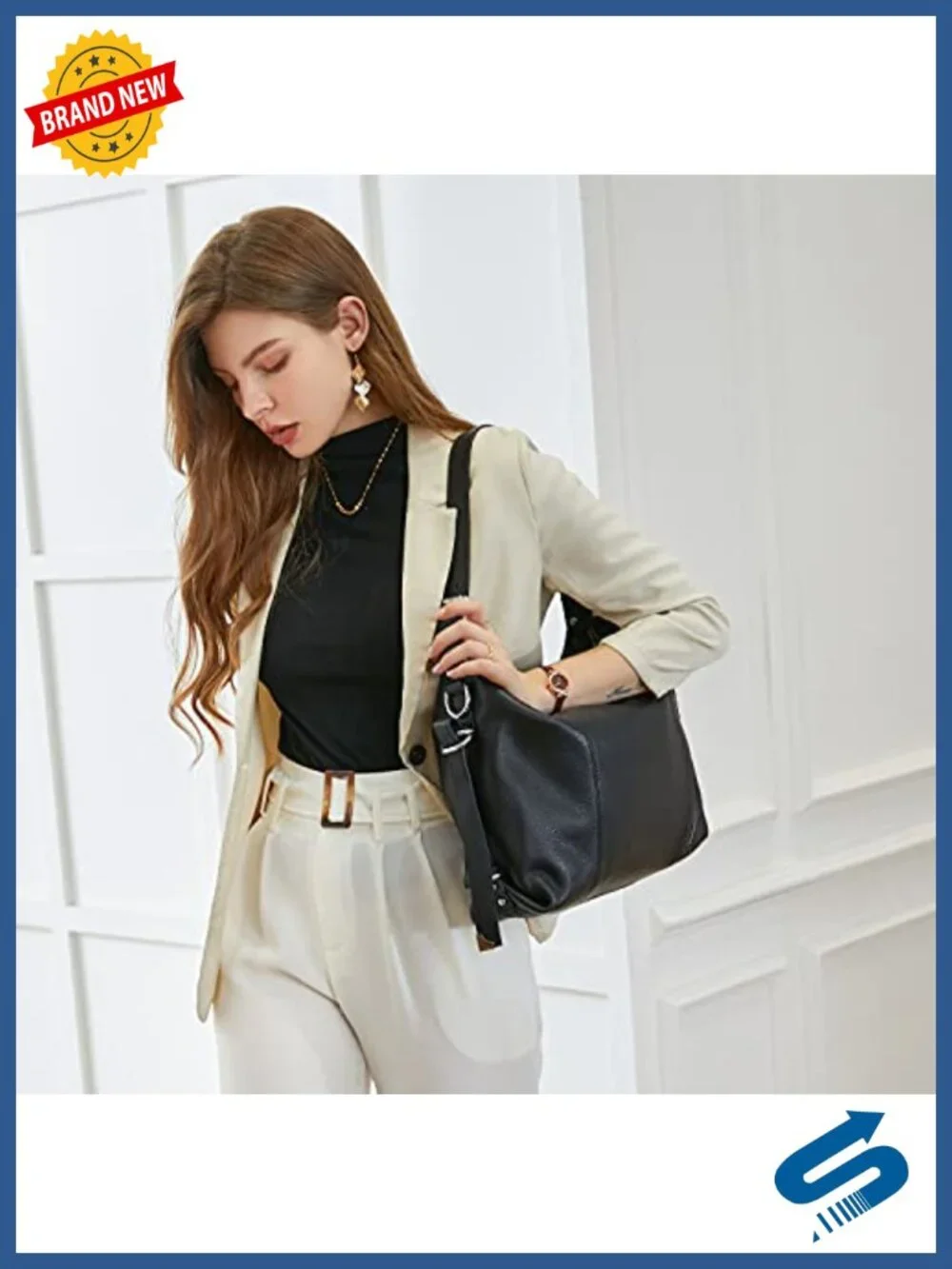 Genuine Leather Hobo Handbag Women Tote Shoulder Crossbody Bag Large Capacity